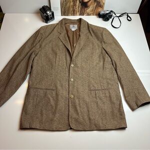 The Territory Ahead Silk Tan Textured Blazer